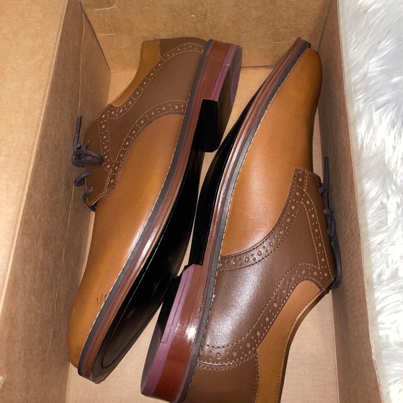 Jonhston & Murphy bk Contad tan/dk brown fg leather shoes Men’s size 7 - Picture 4 of 12